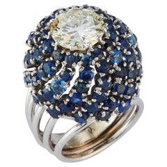 Anillo de Cóctel de Diamantes y Zafiro