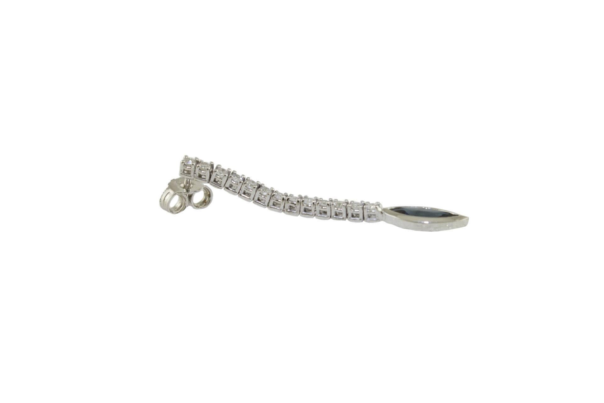 Diamond Sapphire Dangle Gold Earrings In Good Condition In Marcianise, Marcianise (CE)