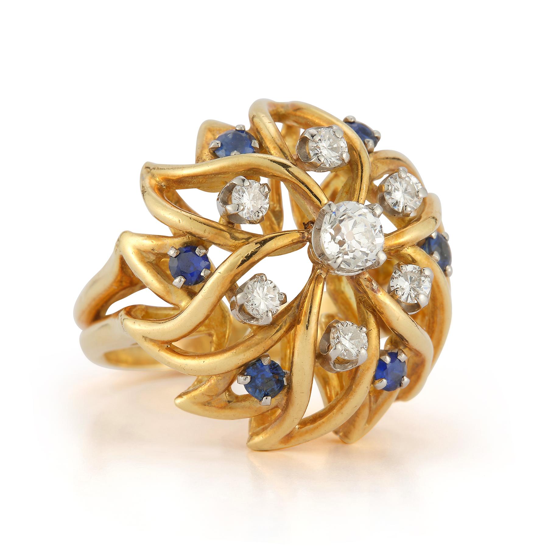 Diamond & Sapphire Dome Ring

Ring Size: 5.75

Resizable free of charge 

Metal Type: 18k yellow gold 