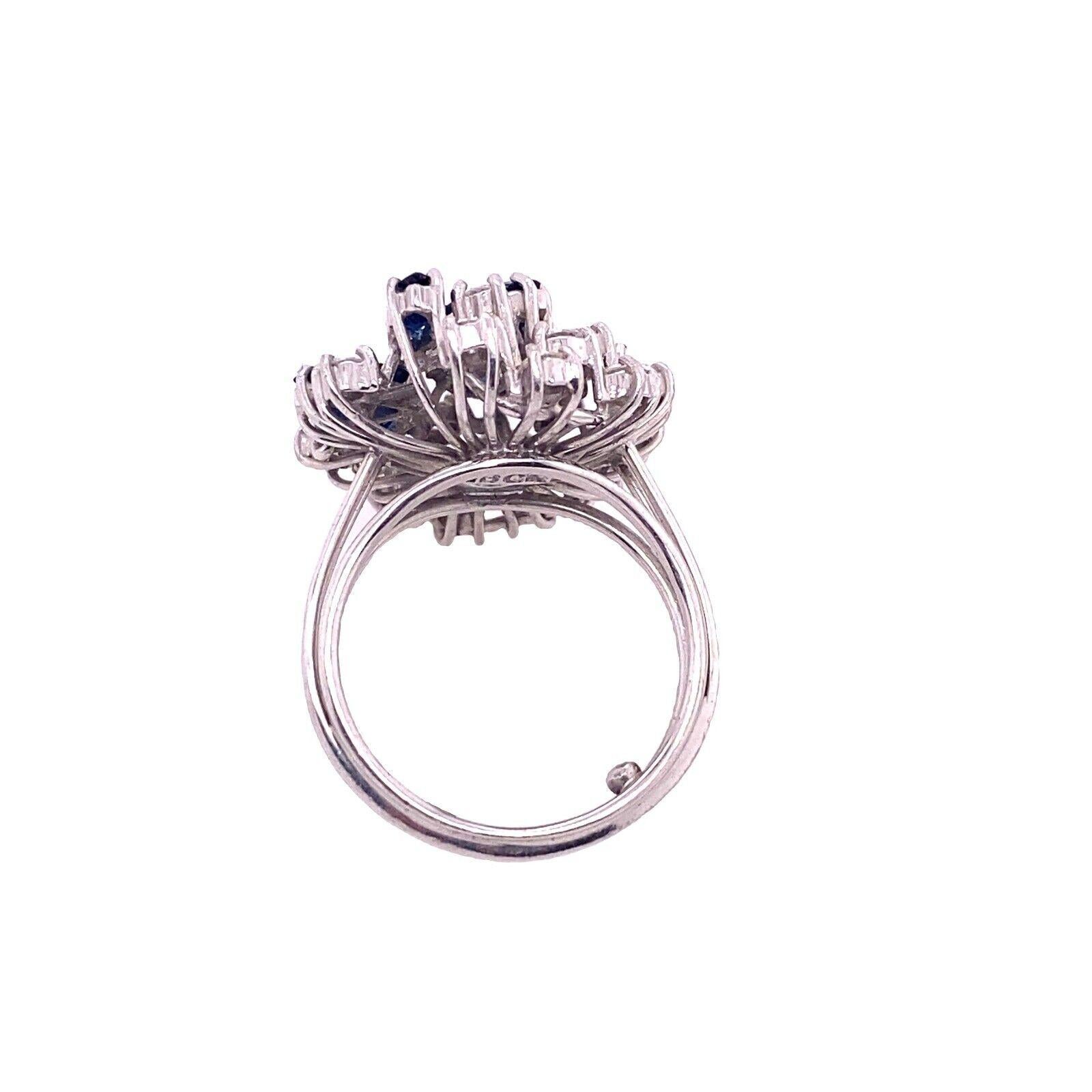 Round Cut Diamond & Sapphire Dress Ring with 0.75ct of Diamonds in 18ct White Gold For Sale
