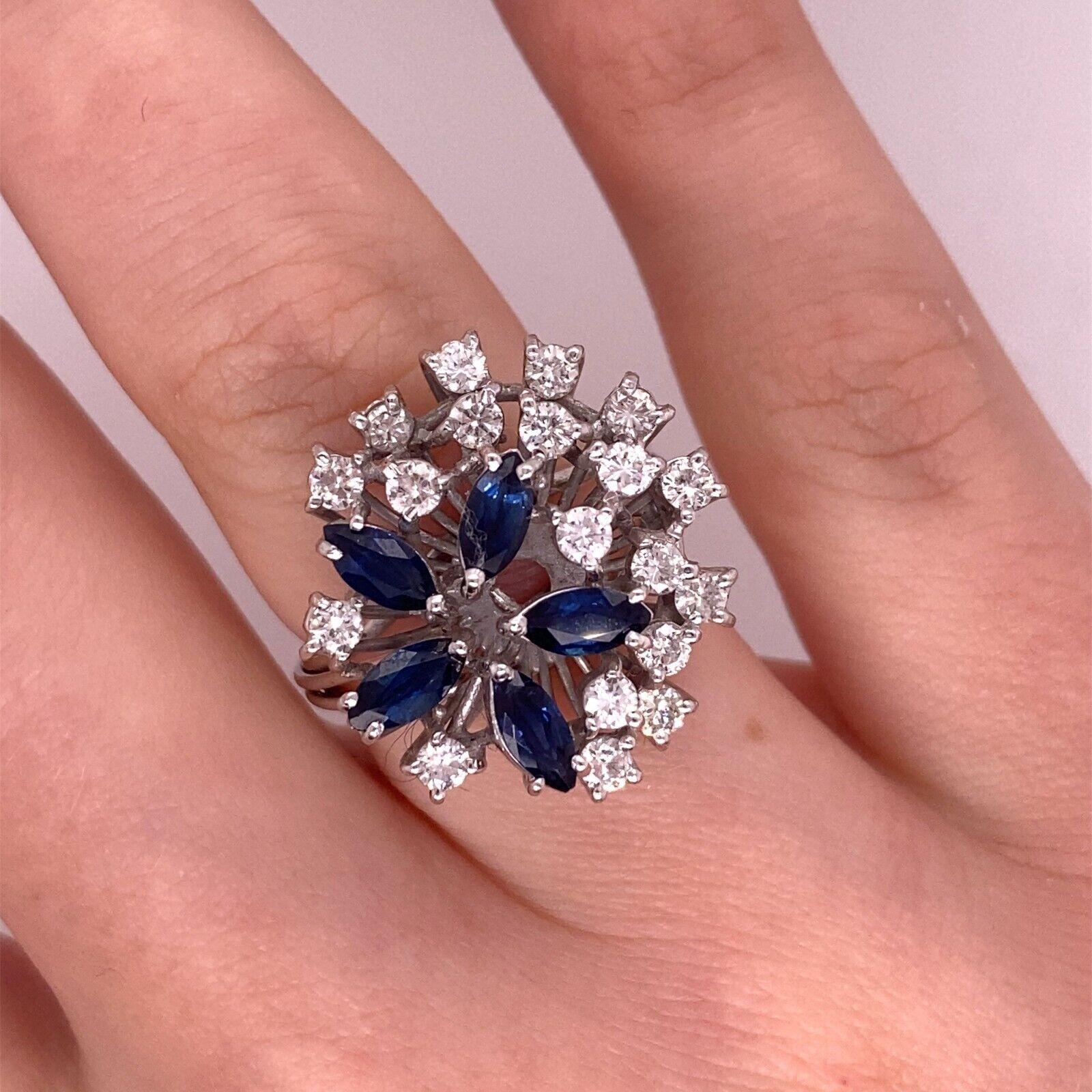 Women's Diamond & Sapphire Dress Ring with 0.75ct of Diamonds in 18ct White Gold For Sale