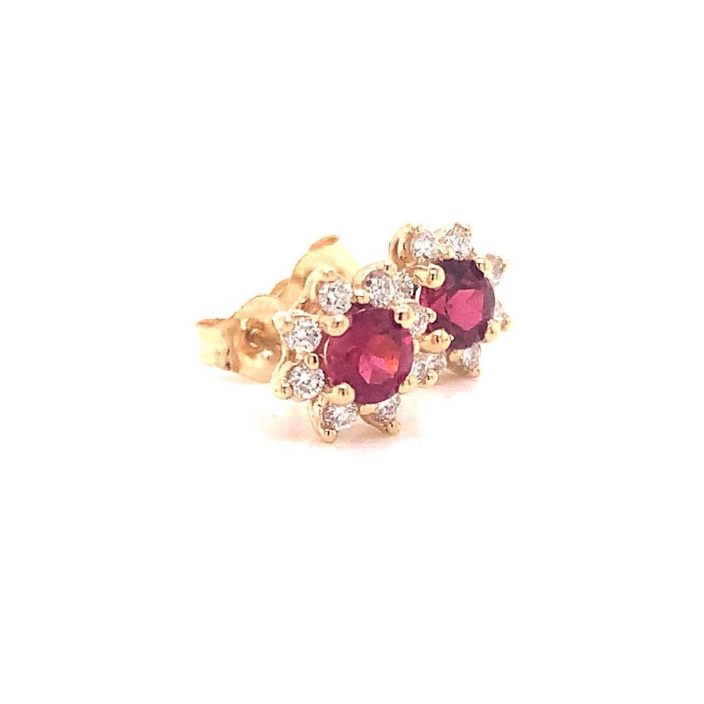 Diamond Sapphire Earrings 14 Karat Yellow Gold 0.66 TCW Certified For Sale 6
