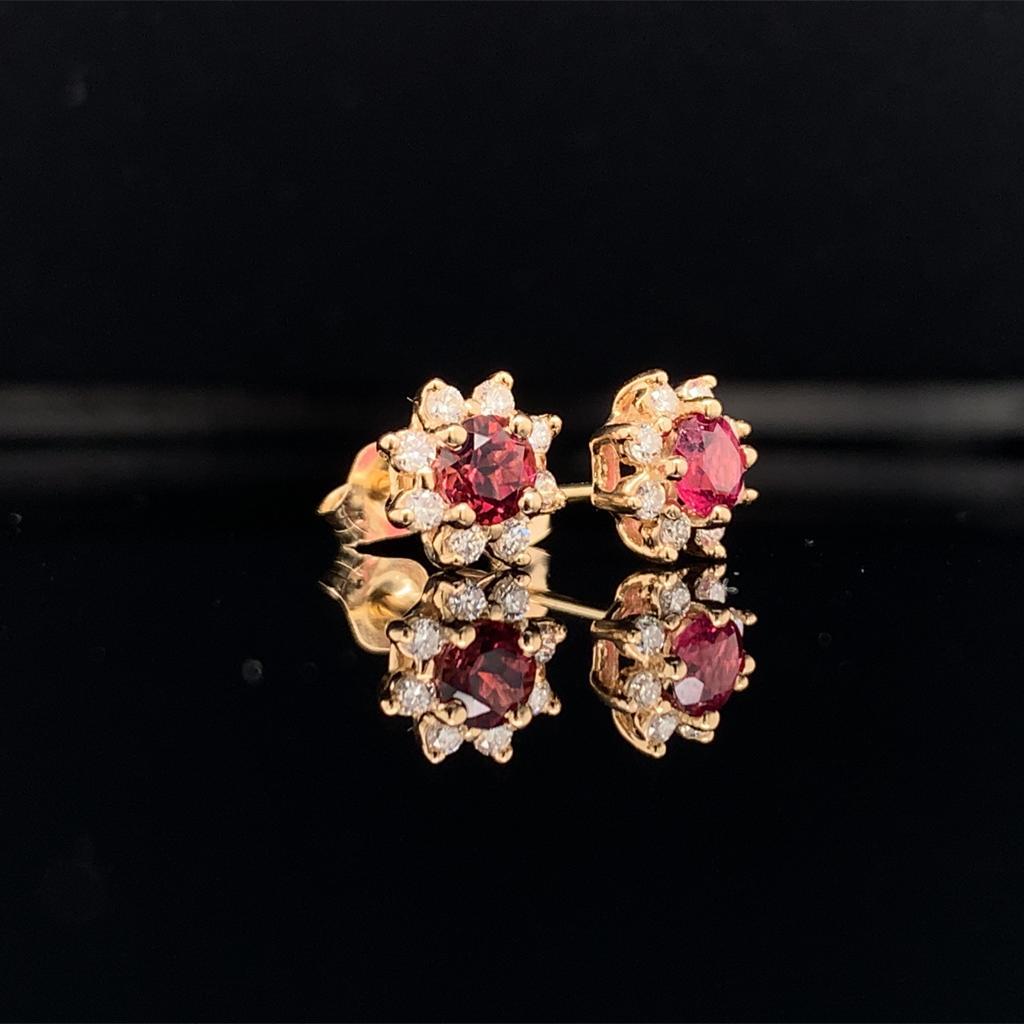 Oval Cut Diamond Sapphire Earrings 14 Karat Yellow Gold 0.66 TCW Certified For Sale