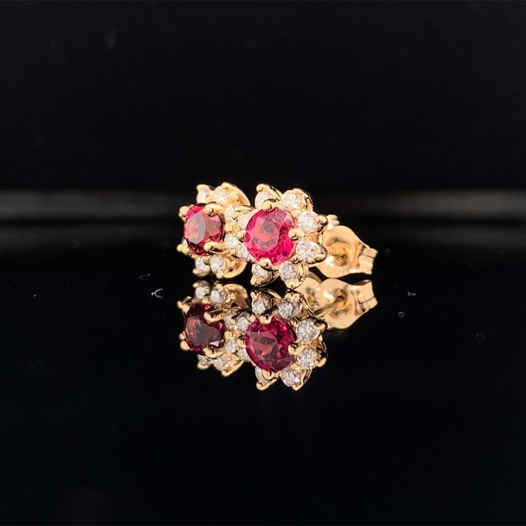 Women's Diamond Sapphire Earrings 14 Karat Yellow Gold 0.66 TCW Certified For Sale