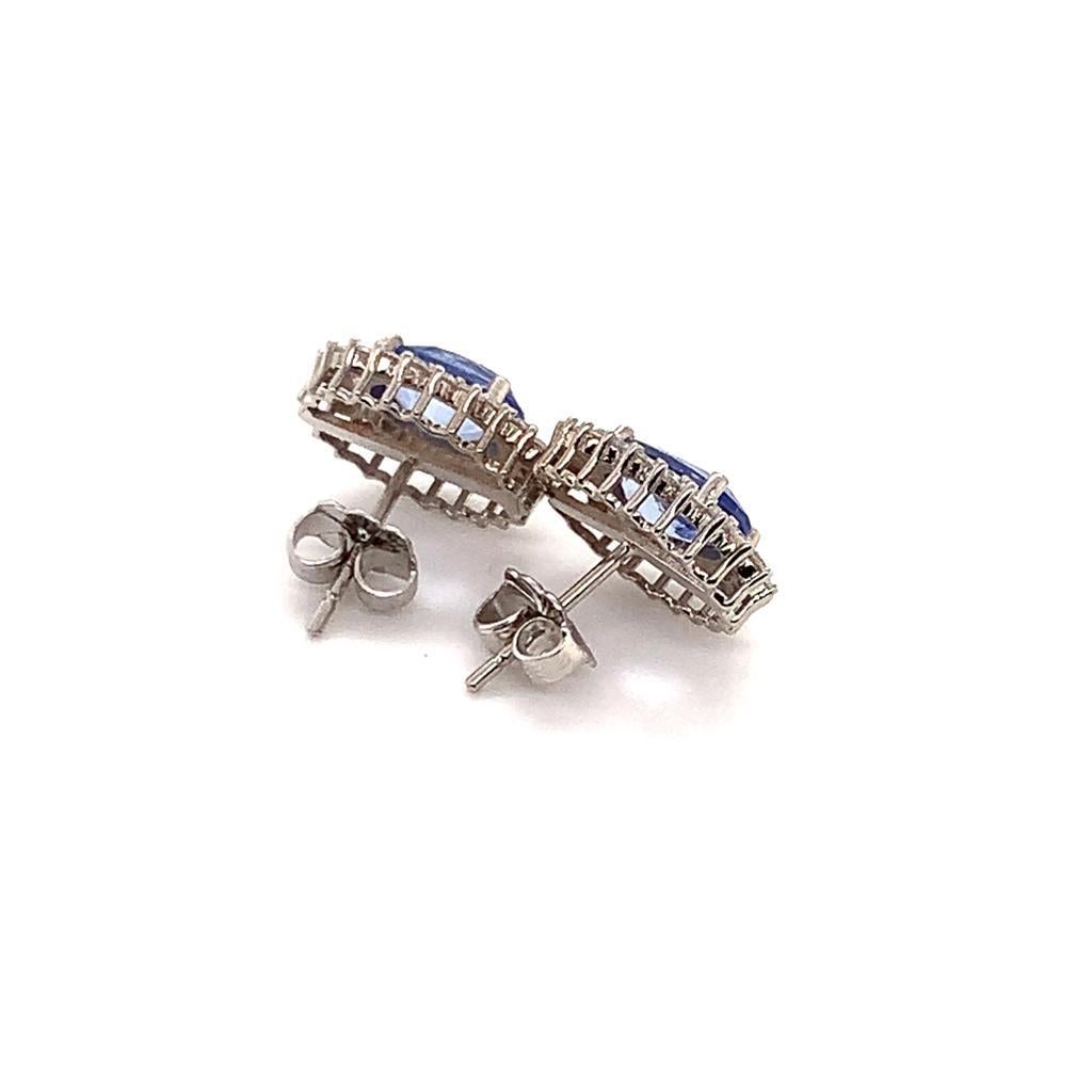 Diamond Sapphire Earrings 14k Gold 3.24 TCW Certified For Sale 5