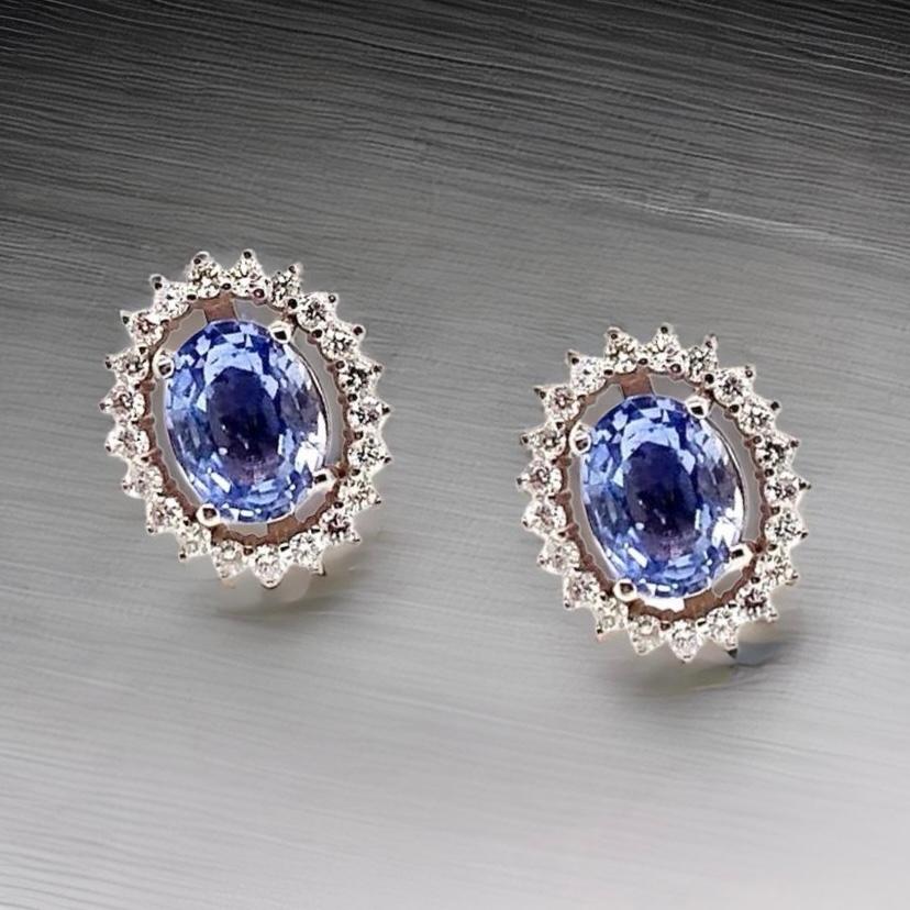 Orecchini con diamanti e zaffiri in oro 14k con certificato 3,24 TCW in vendita 6