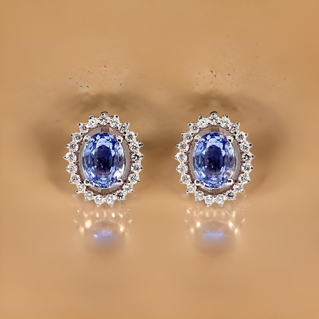 Orecchini con diamanti e zaffiri in oro 14k con certificato 3,24 TCW in vendita 9