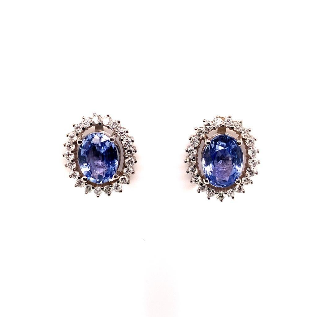 Orecchini con diamanti e zaffiri in oro 14k con certificato 3,24 TCW in vendita 11