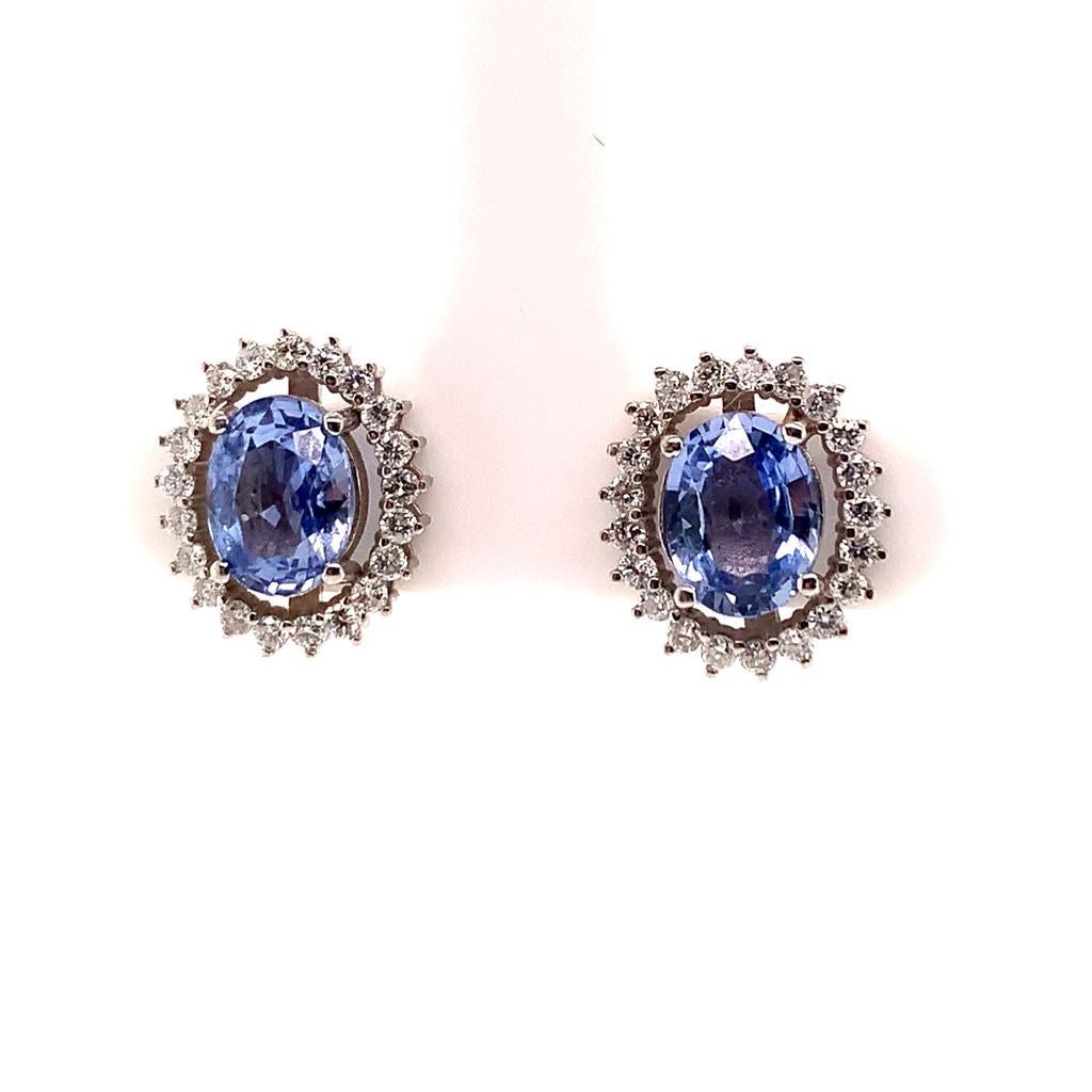 Orecchini con diamanti e zaffiri in oro 14k con certificato 3,24 TCW in vendita 14