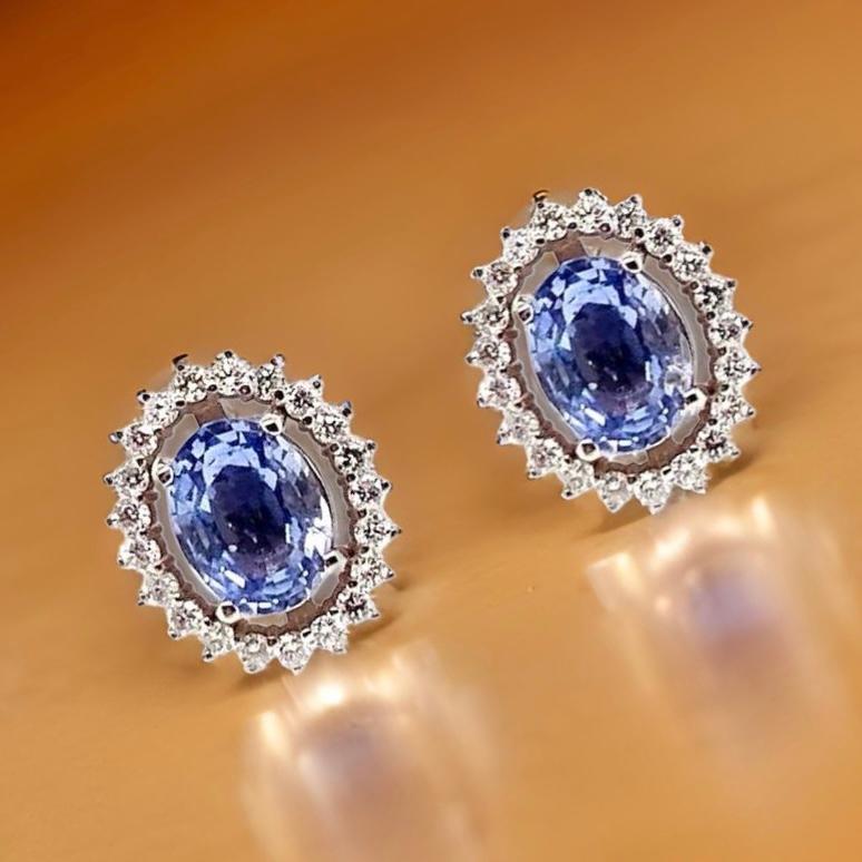 Orecchini con diamanti e zaffiri in oro 14k con certificato 3,24 TCW in vendita 2