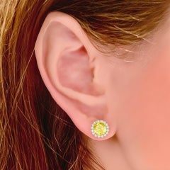 Diamond Sapphire Earrings 14k Gold Stud 1.74 TCW Certified