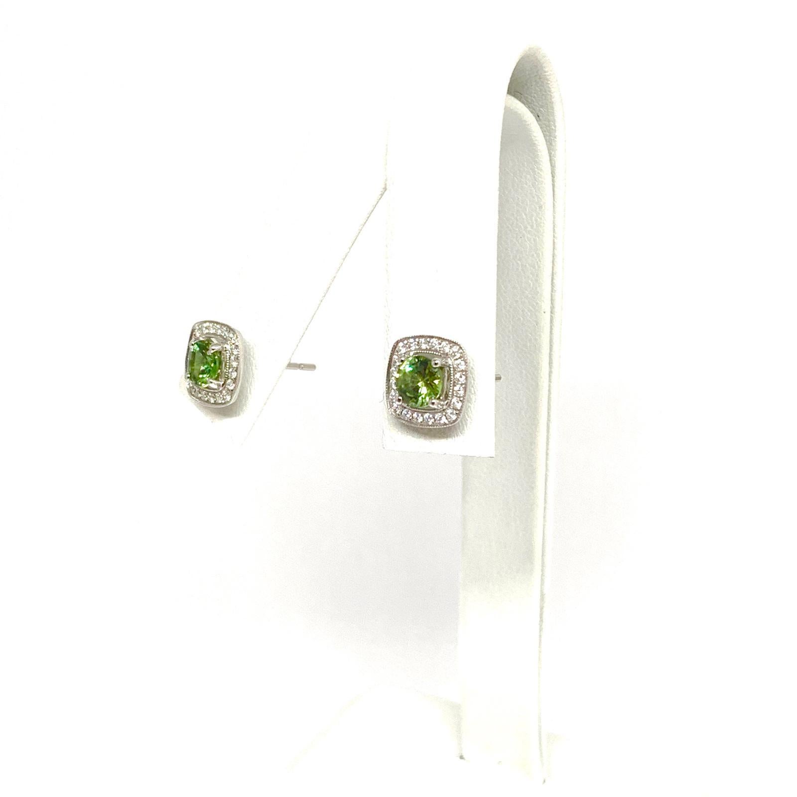 Diamond Sapphire Earrings 18k White Gold 1.50 TCW Certified In New Condition For Sale In Brooklyn, NY