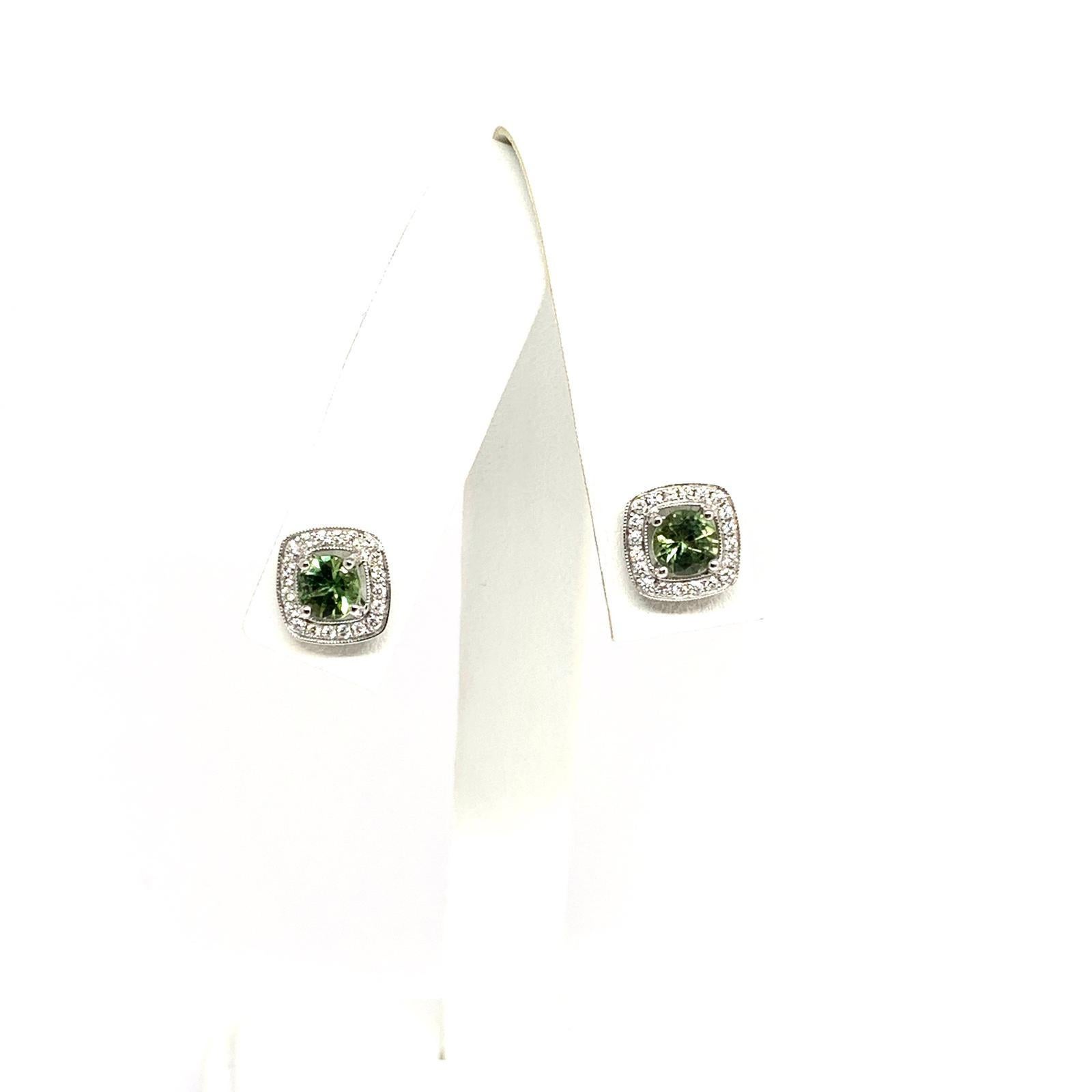 Women's Diamond Sapphire Earrings 18k White Gold 1.50 TCW Certified For Sale
