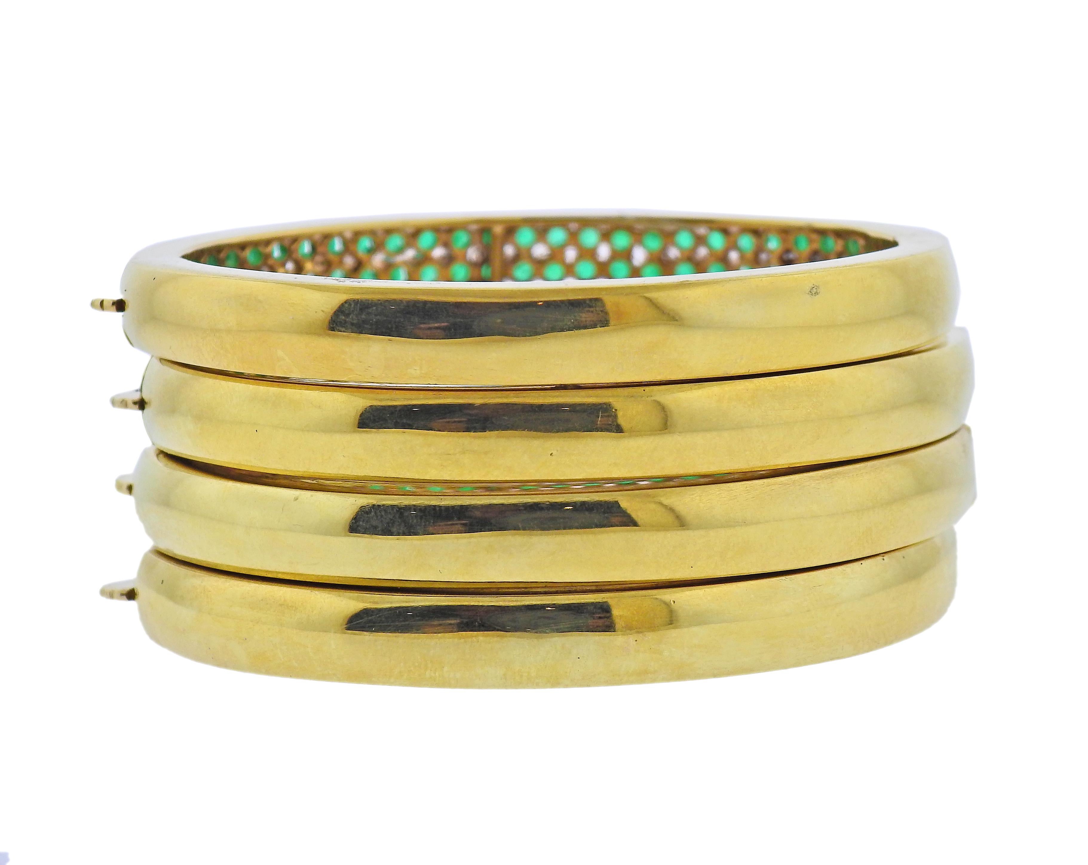Bracelet en or avec diamant, saphir, émeraude et rubis Ensemble de 4 bracelets Excellent état - En vente à New York, NY