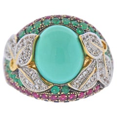 Diamond Sapphire Emerald Ruby Turquoise Gold Ring