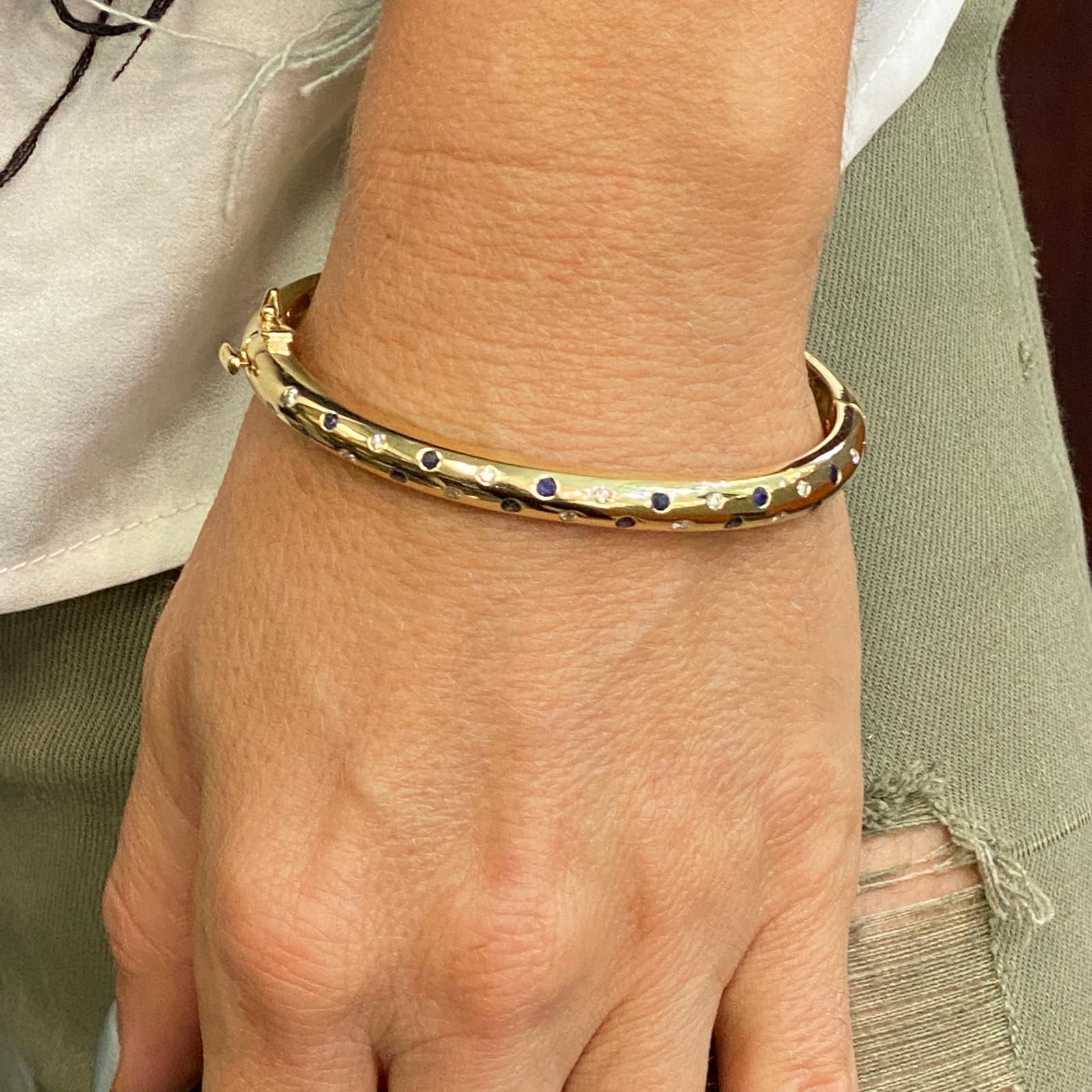 Diamant Saphir Etoile 14 Karat Gelbgold Armreif (Moderne)