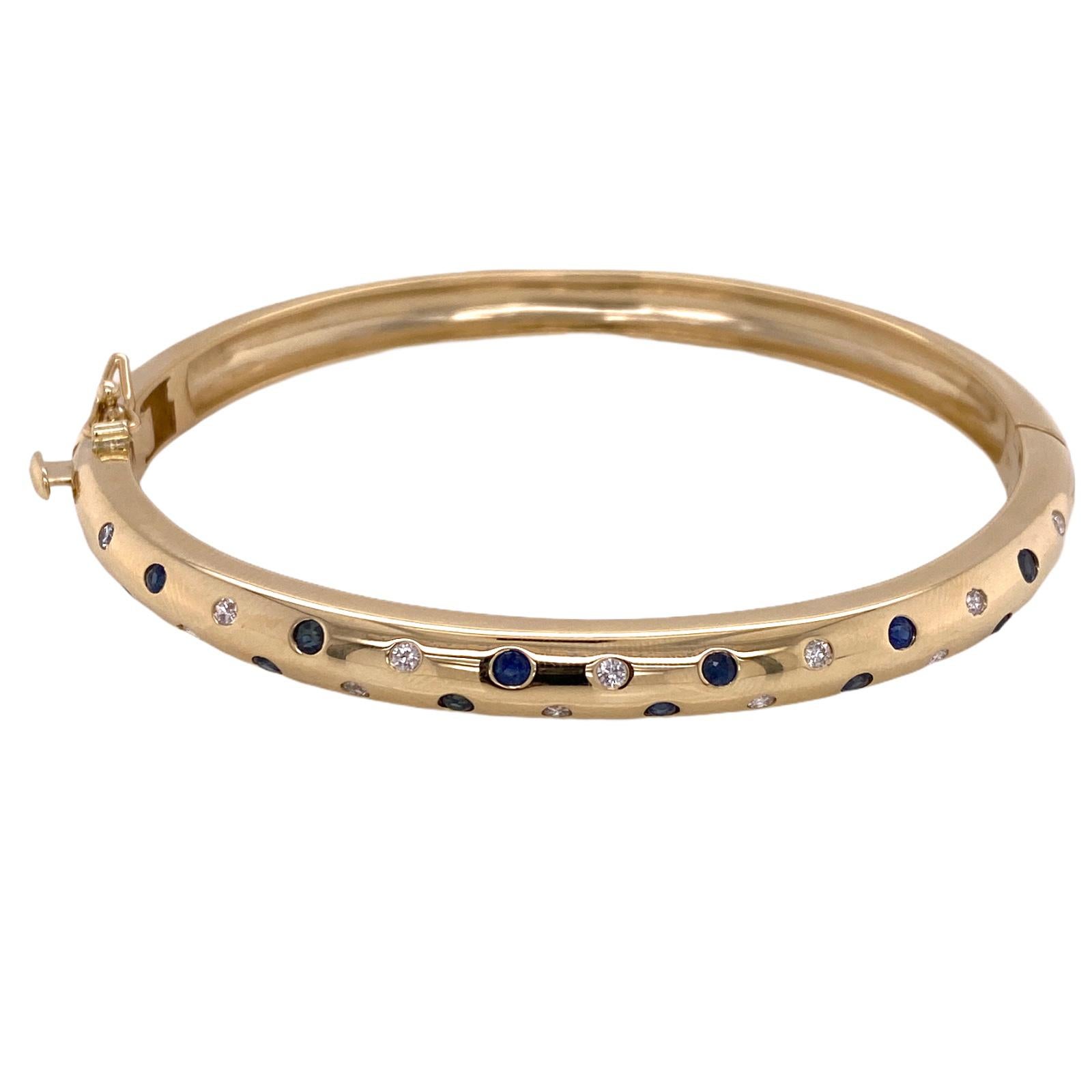 Diamant Saphir Etoile 14 Karat Gelbgold Armreif (Rundschliff)
