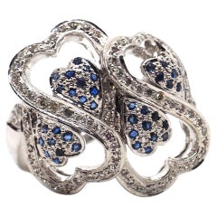 Diamond Sapphire Fashion 18K White Gold Ring