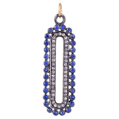 Diamond Sapphire Gold and 925 sterling Silver Pendant