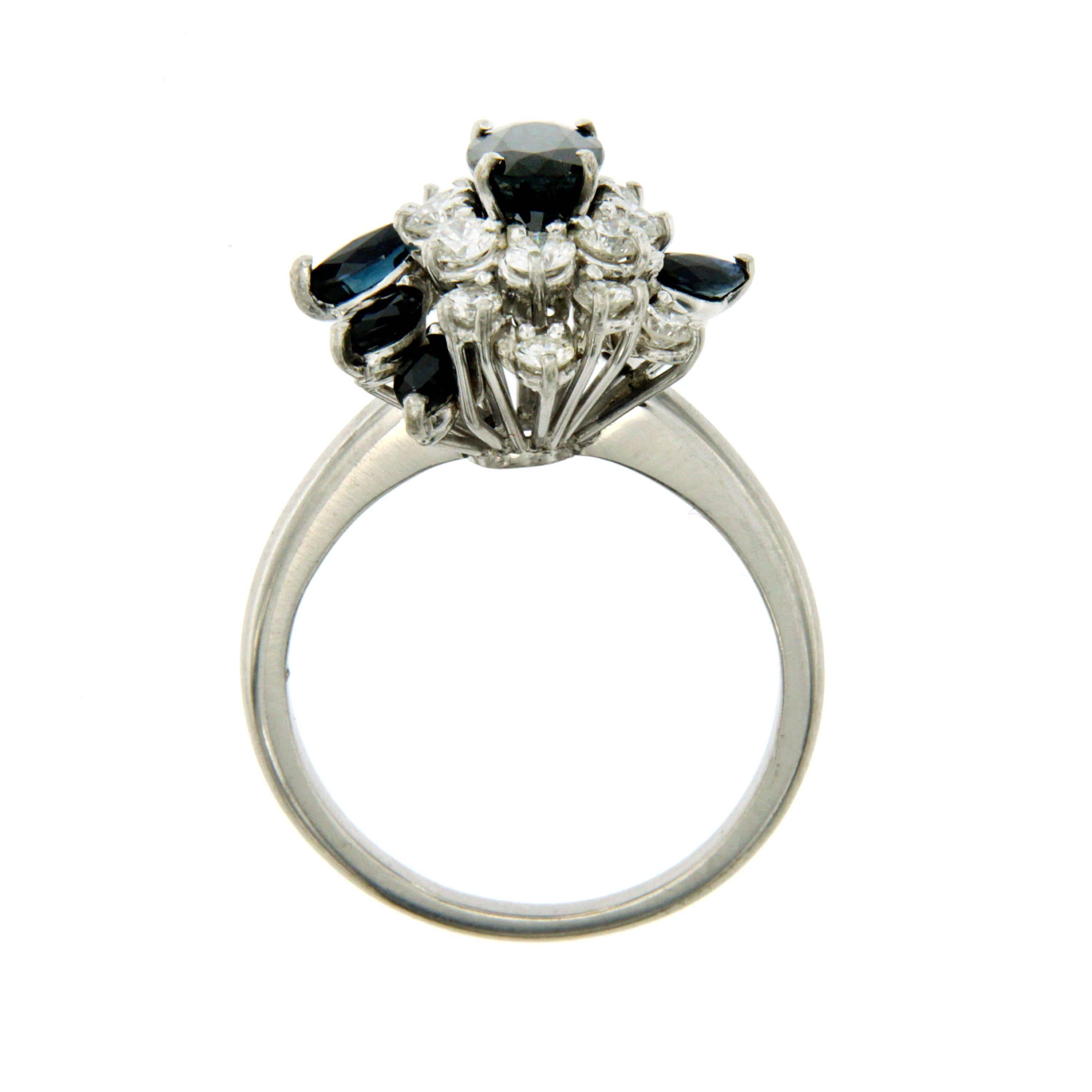 Women's Diamond Sapphire Gold Cluster Ring