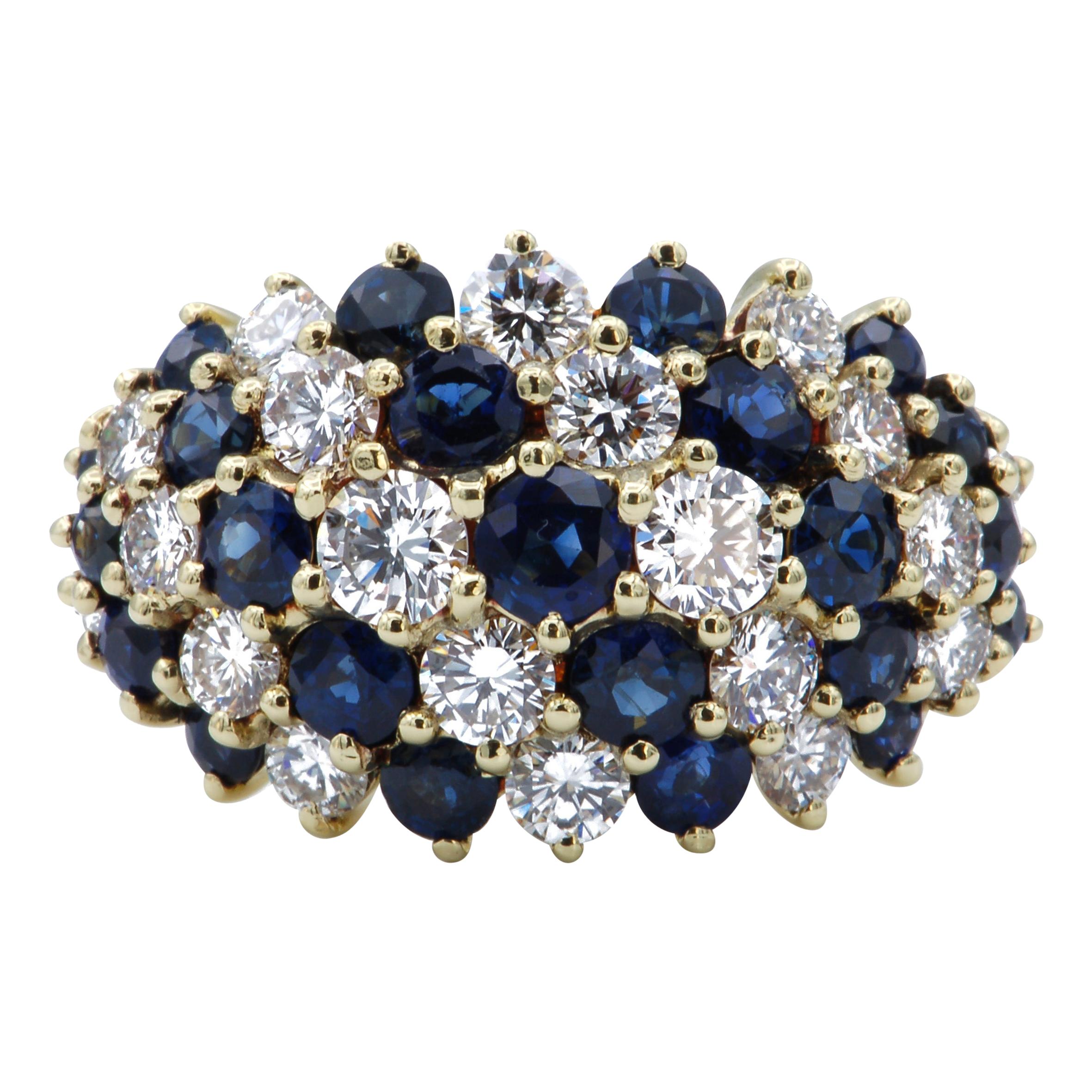 Diamond Sapphire Gold Cocktail Ring For Sale
