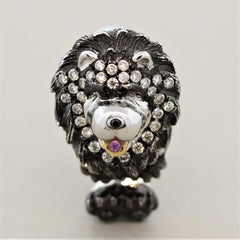 Diamond Sapphire Gold Puppy Dog Ring