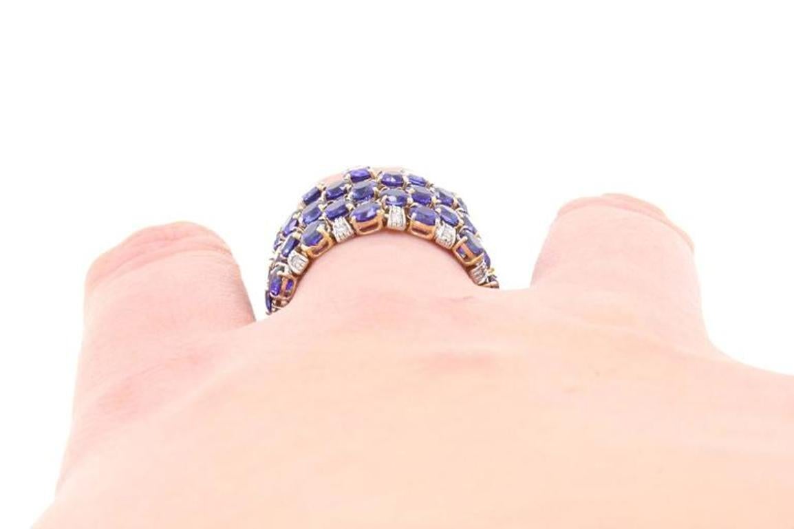 Diamond Sapphire Gold Ring In Good Condition In Marcianise, Marcianise (CE)