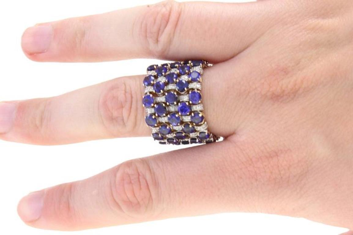 Women's Diamond Sapphire Gold Ring