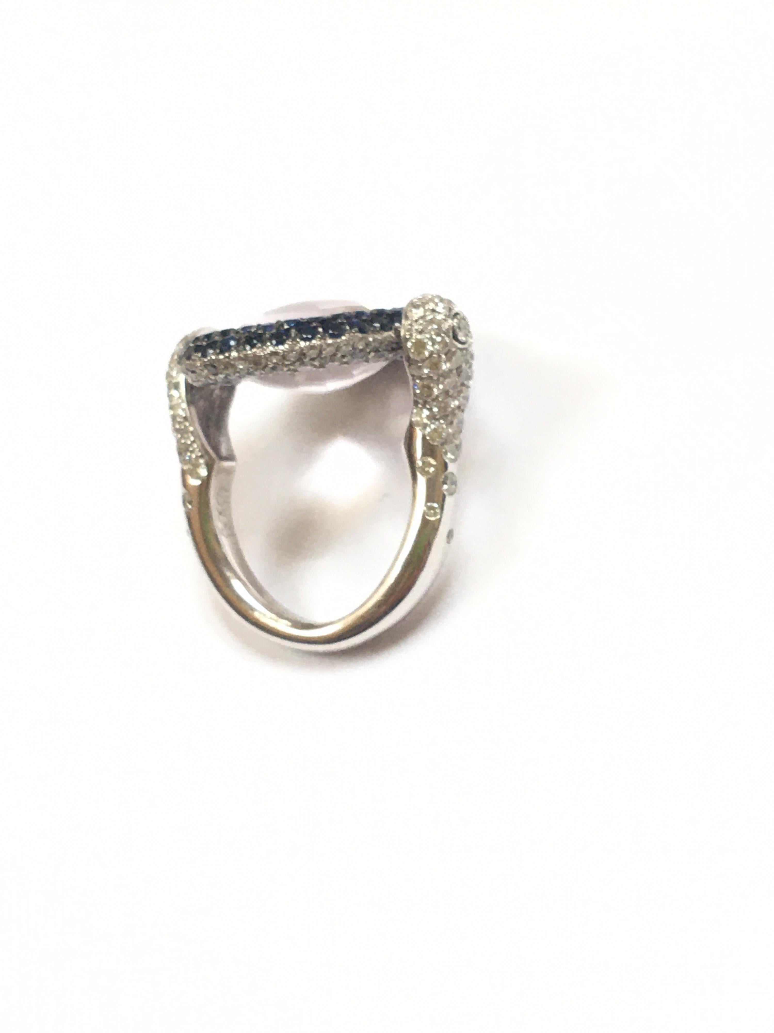 Diamond Sapphire Kunzite Rotating Ring de Grisogono 18 Karat White Gold 2