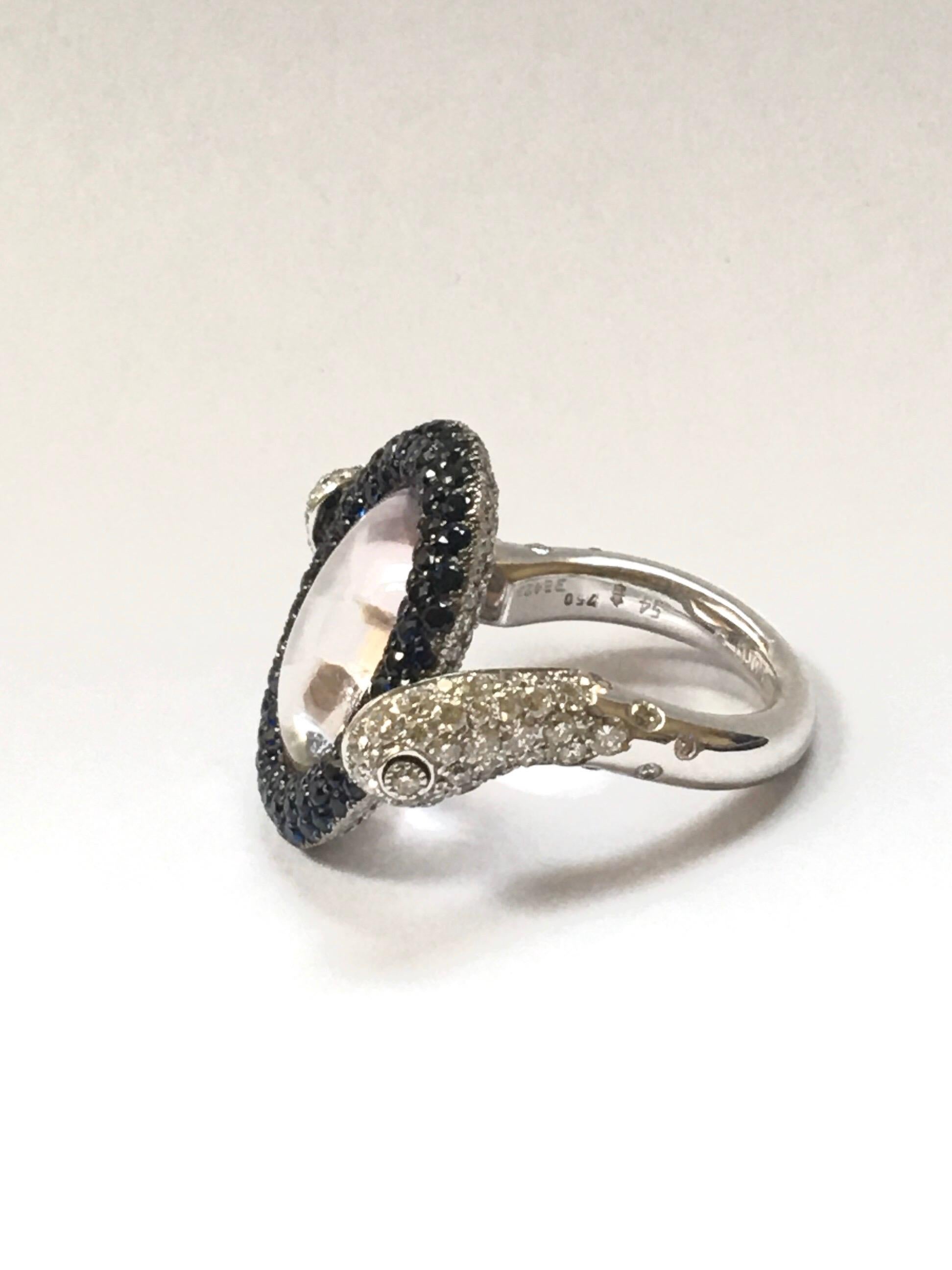 Diamond Sapphire Kunzite Rotating Ring de Grisogono 18 Karat White Gold In Excellent Condition In London, GB
