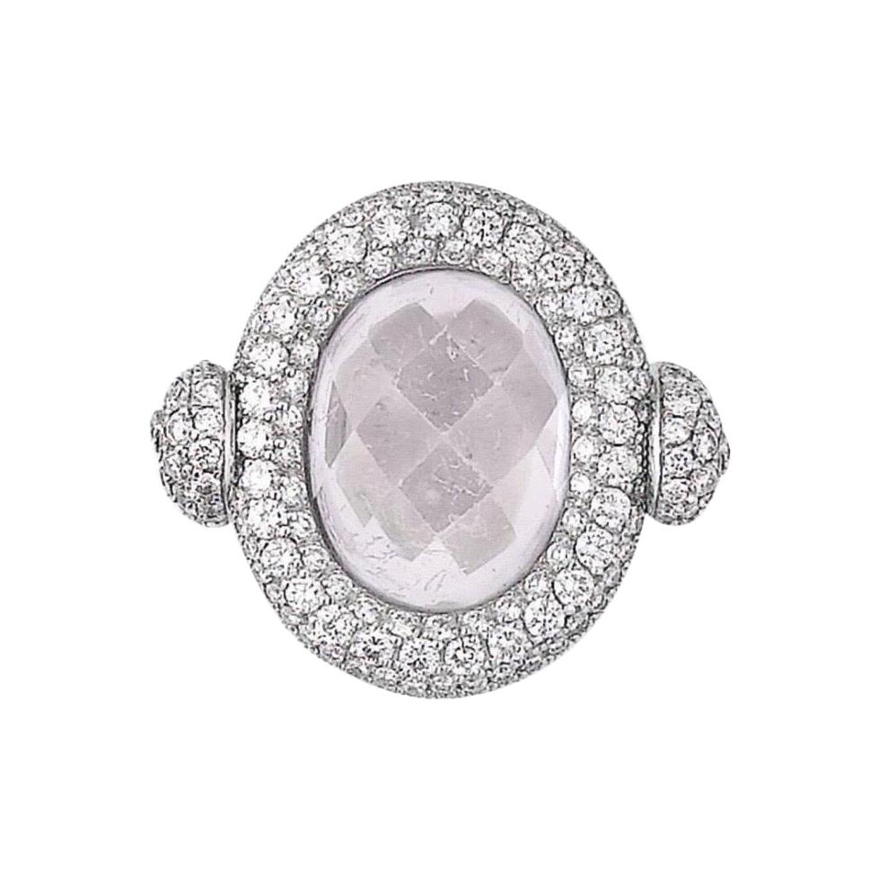 Diamond Sapphire Kunzite Rotating Ring de Grisogono 18 Karat White Gold
