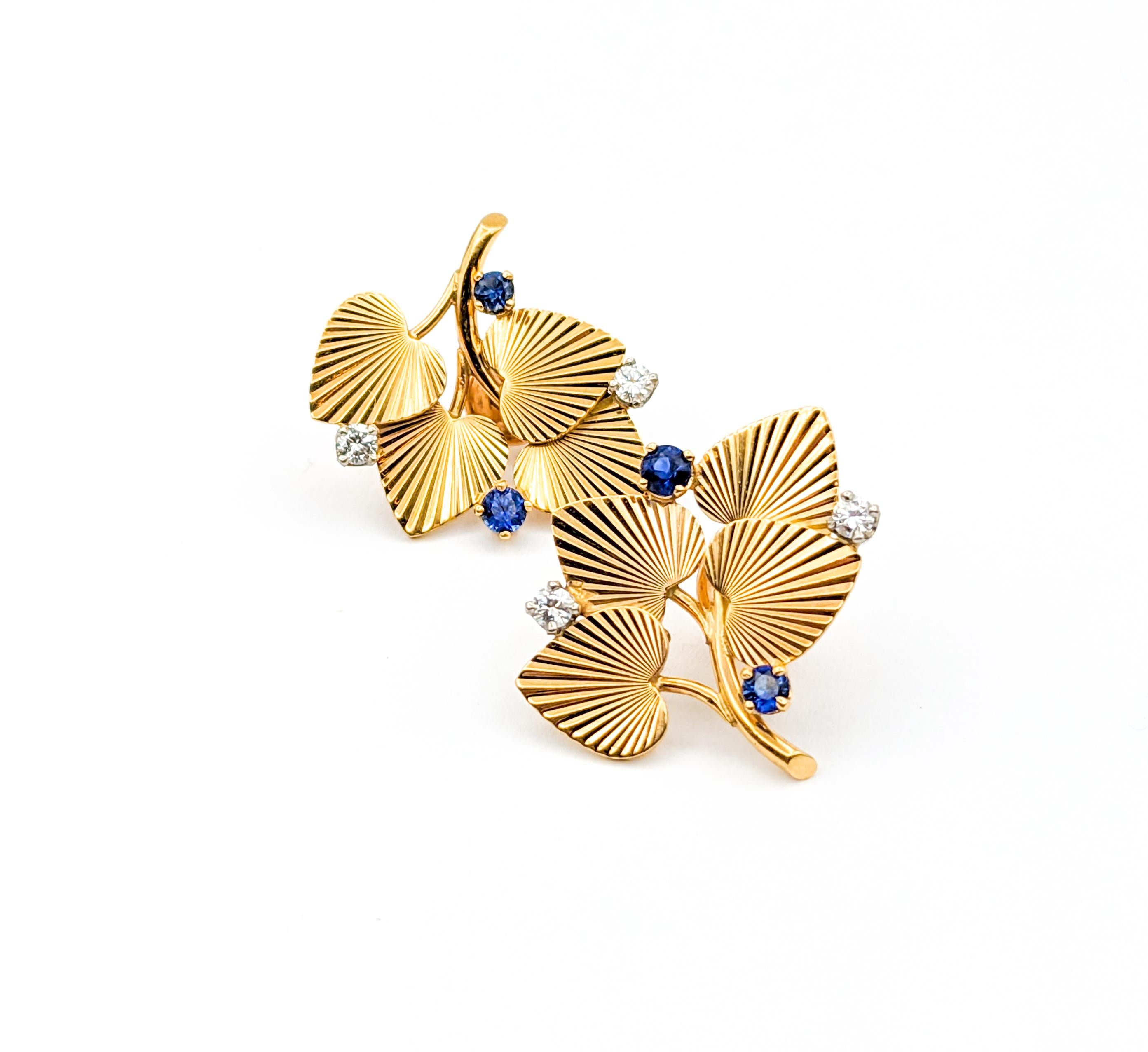 Fantastic Diamond & Sapphire Leaf Stud Earrings

Embrace elegance with these striking earrings, beautifully shaped in 14k yellow gold. They are adorned with .18ctw of round diamonds that illuminate with an SI clarity, capturing and reflecting light
