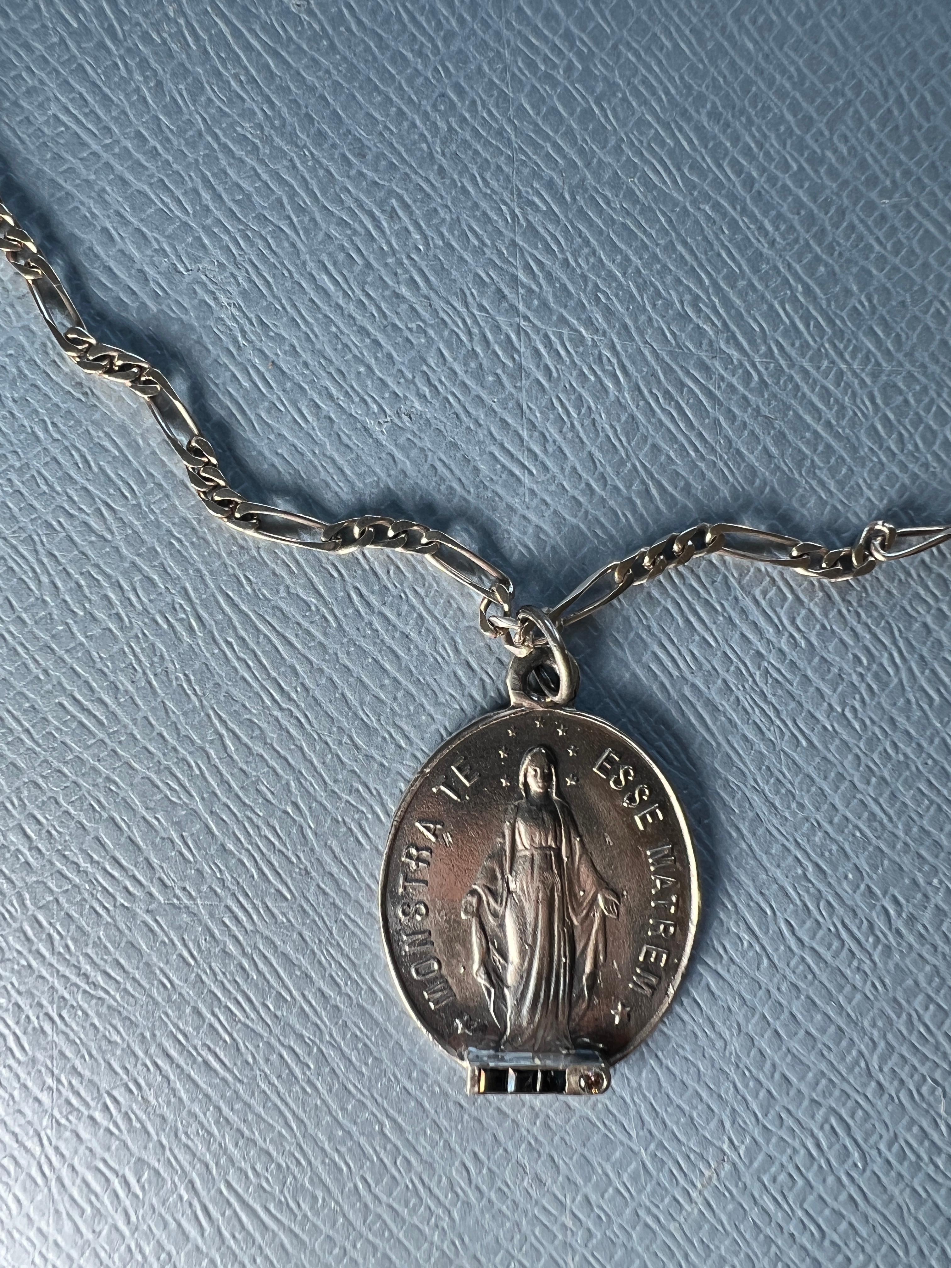 Early Victorian Mother Medal Sapphire Necklace For Sale
