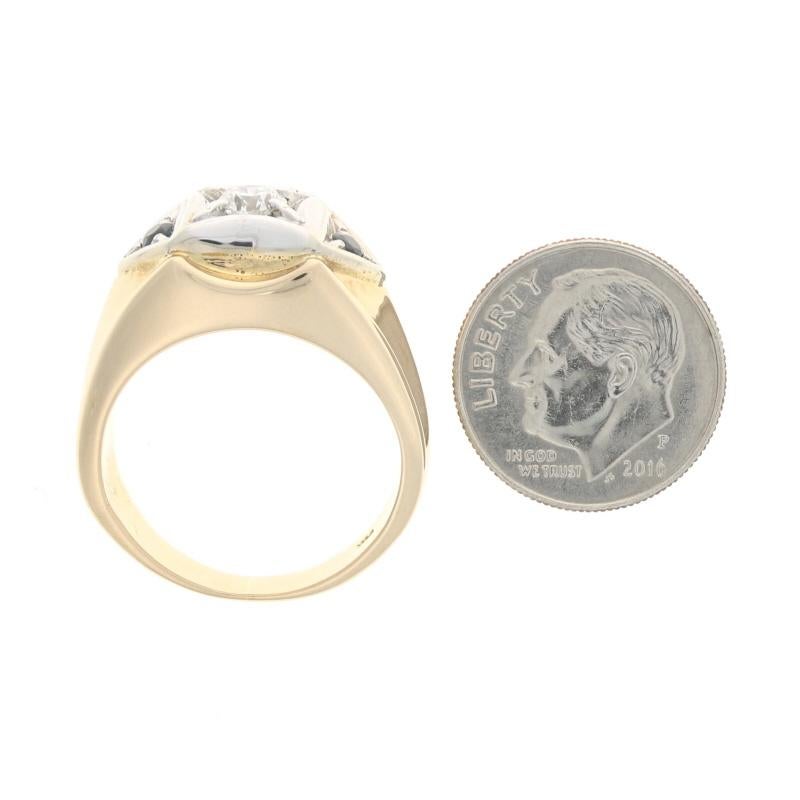 Diamond & Sapphire Men's Ring, 14k Yellow Gold Round Cut .54ctw 1
