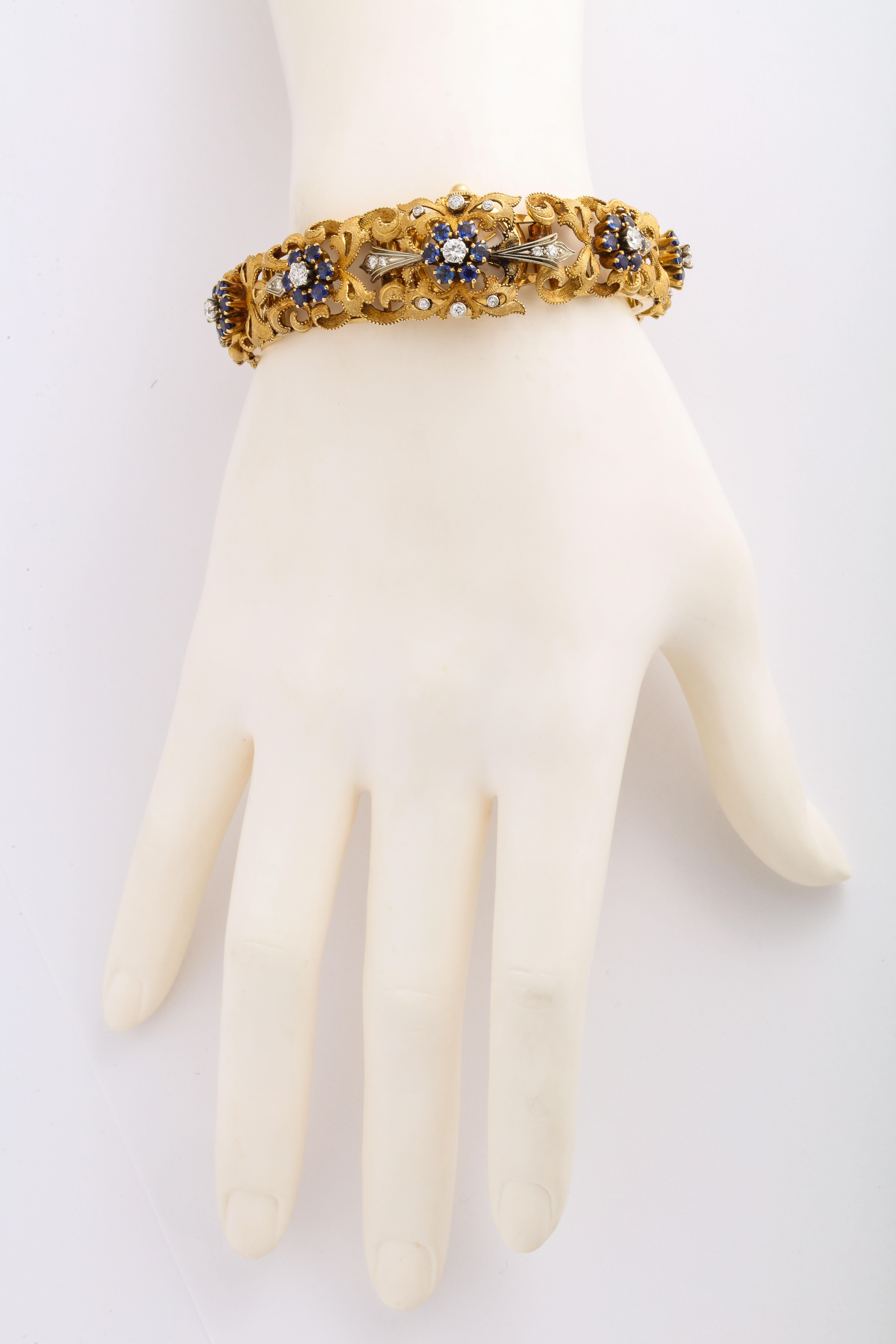 Diamond Sapphire Movado Yellow Gold Watch Bracelet 3