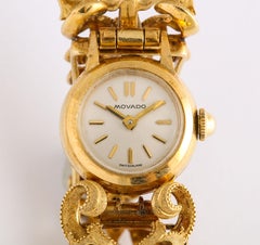 Diamond Sapphire Movado Yellow Gold Watch Bracelet