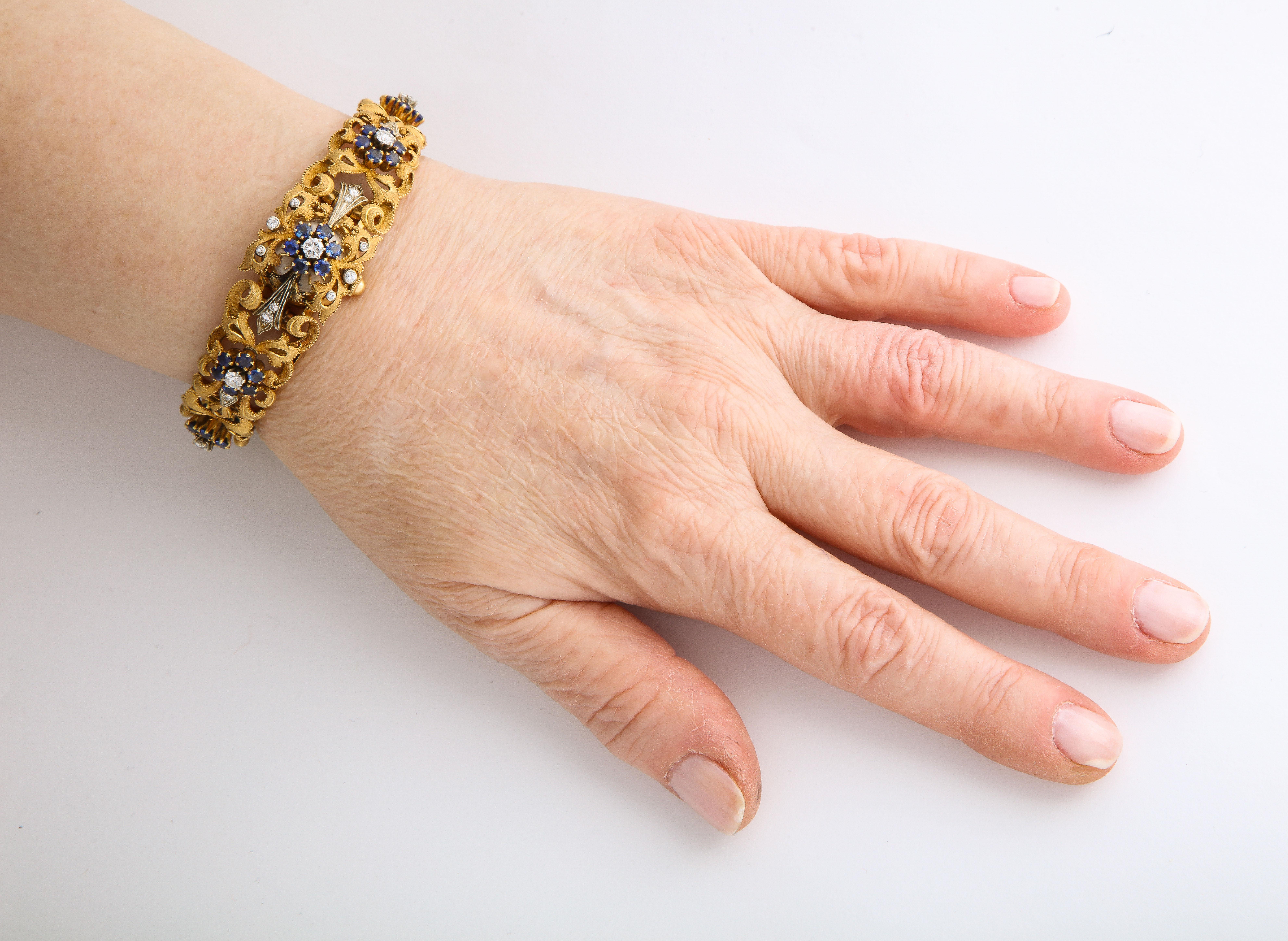 Diamond Sapphire Movado Yellow Gold Watch Bracelet 2