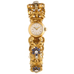 Diamond Sapphire Movado Yellow Gold Watch Bracelet