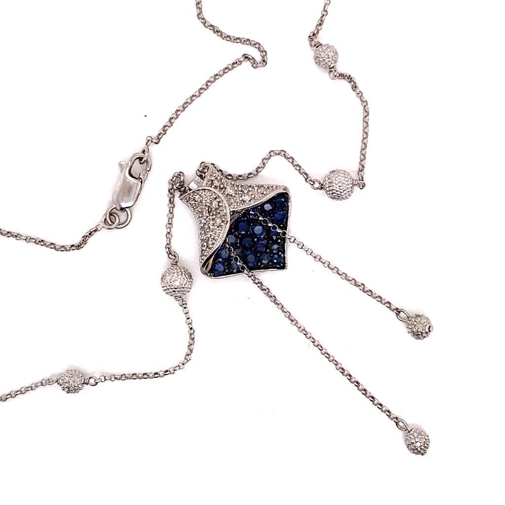 Moderne Collier de diamants et saphirs certifiés pour femmes 1,30 TCW en vente
