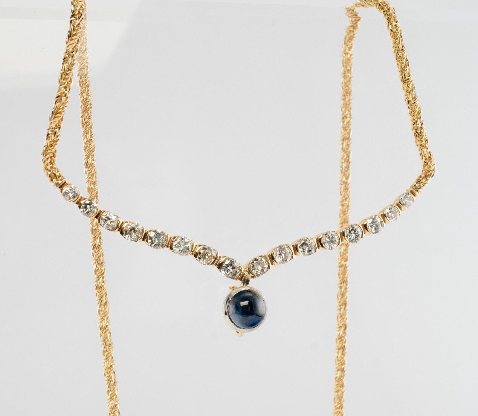 Diamond Sapphire Necklace 14K Gold by Grosse Vintage For Sale 2