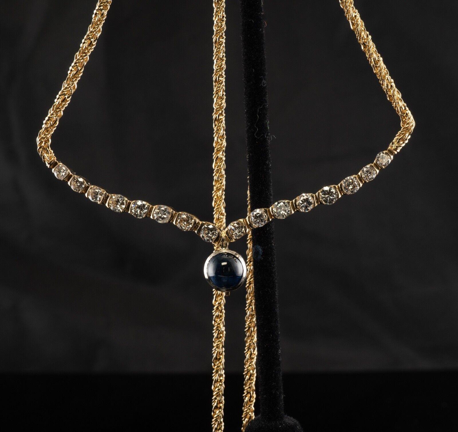 Grosse Vintage Collier de diamants et saphirs en or 14K en vente 6