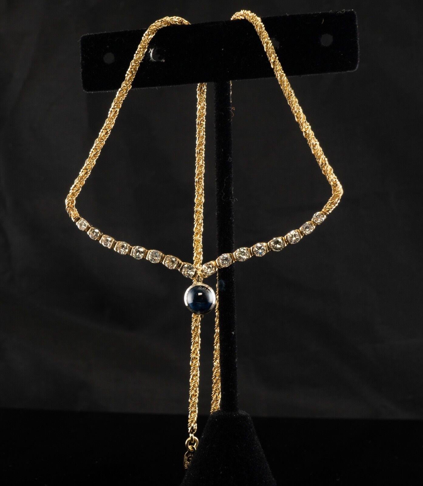 Halskette mit Diamanten und Saphiren aus 14K Gold von Grosse Vintage (Cabochon) im Angebot