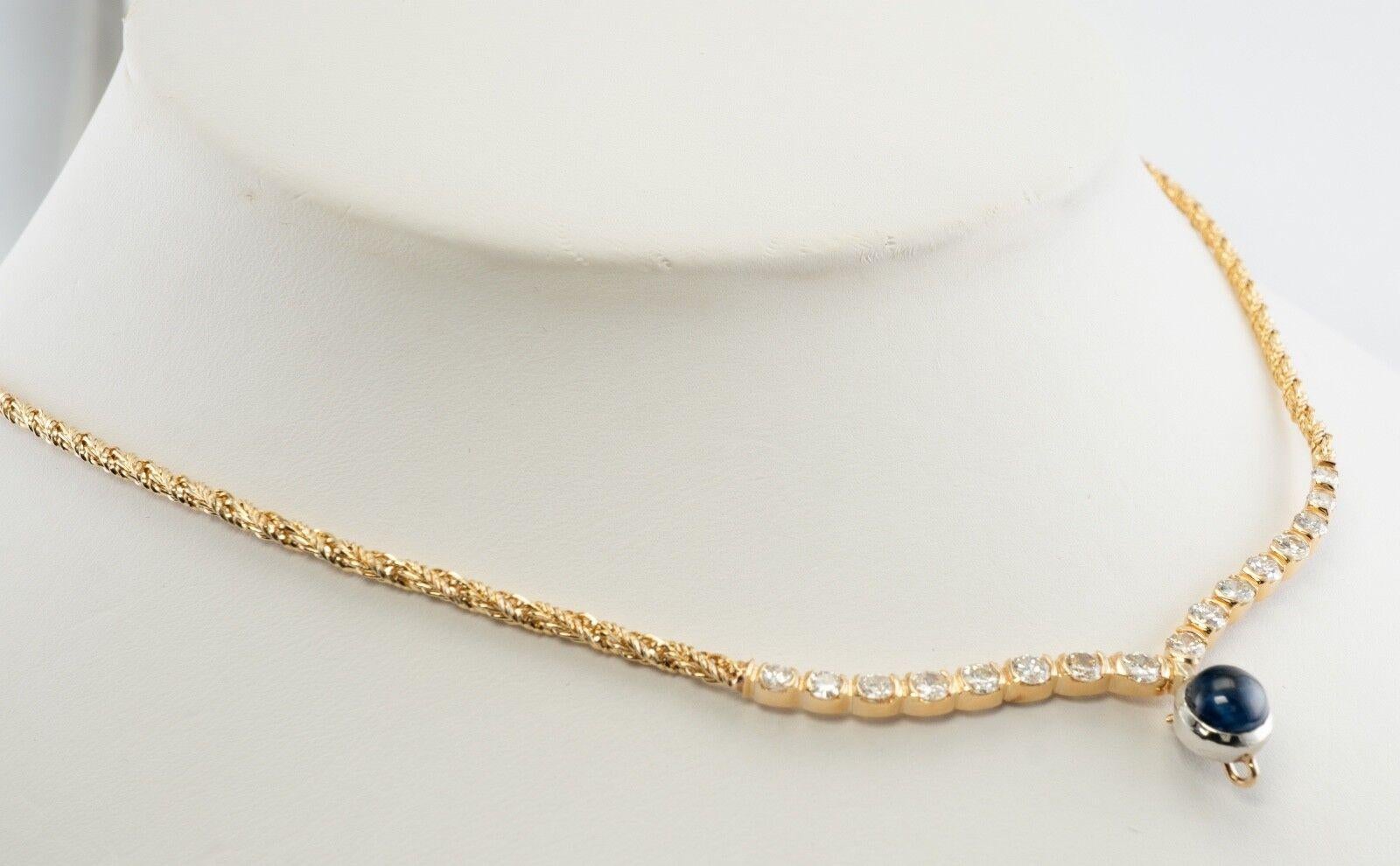 Halskette mit Diamanten und Saphiren aus 14K Gold von Grosse Vintage Damen im Angebot