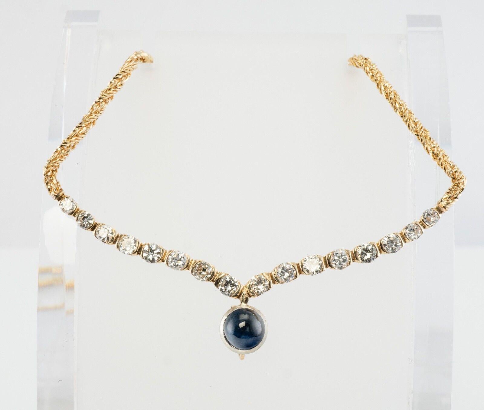 Diamond Sapphire Necklace 14K Gold by Grosse Vintage In Good Condition For Sale In East Brunswick, NJ