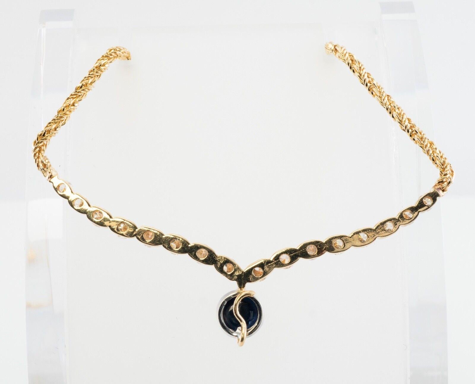 Halskette mit Diamanten und Saphiren aus 14K Gold von Grosse Vintage im Angebot 3