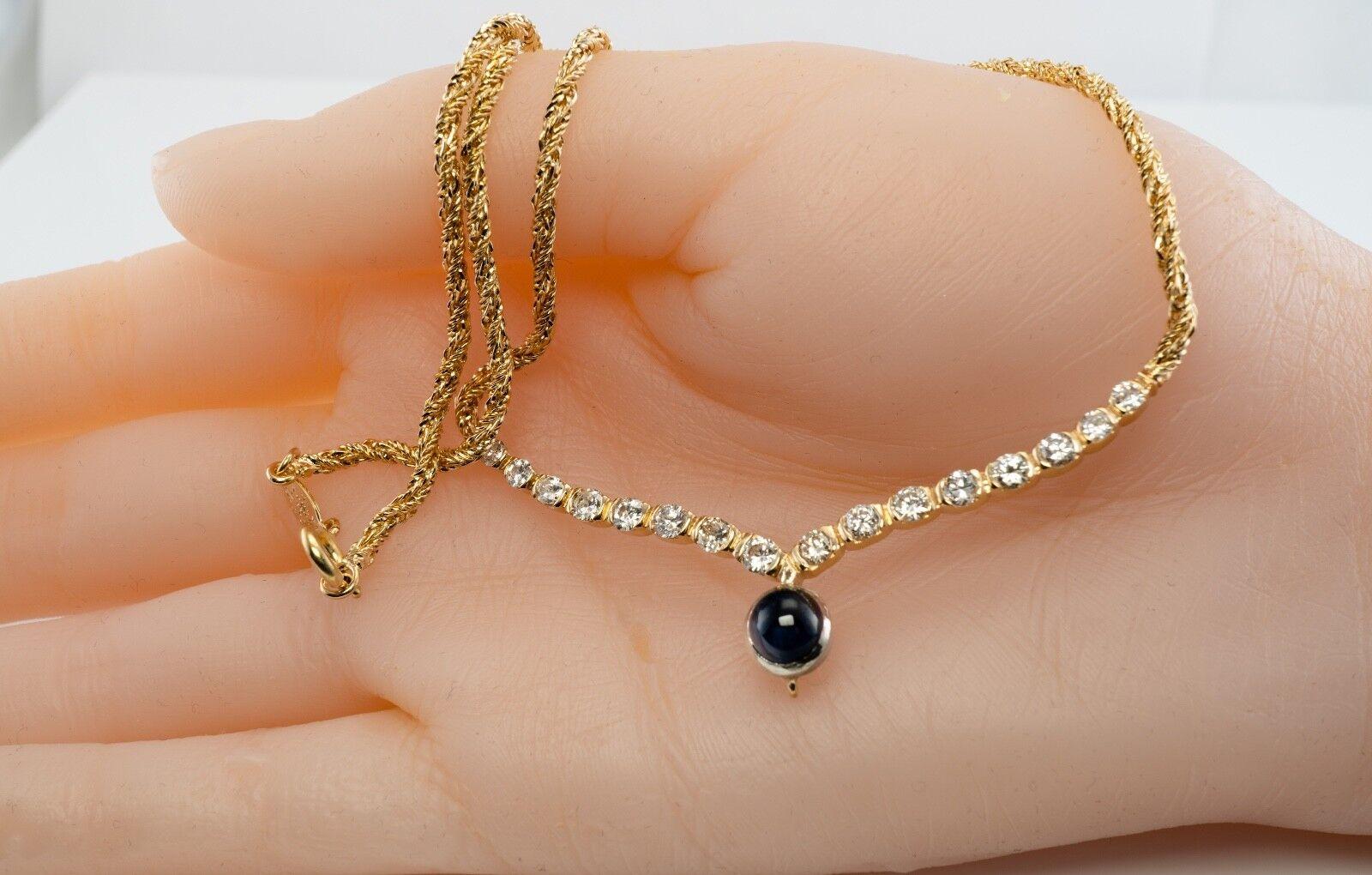 Halskette mit Diamanten und Saphiren aus 14K Gold von Grosse Vintage im Angebot 4