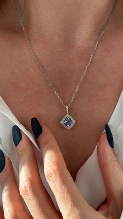 Diamant-Saphir-Halskette 2.32 TCW 18k Gold Damen zertifiziert