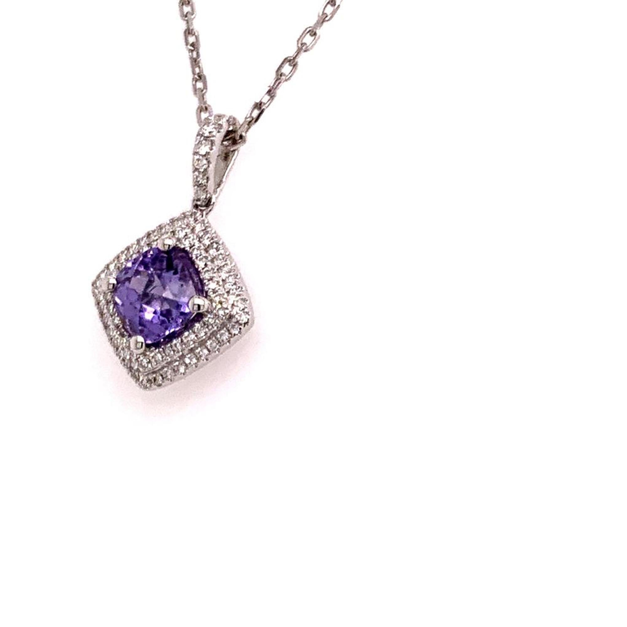 Diamond Sapphire Necklace 2.32 TCW 18k Gold Women Certified For Sale 2