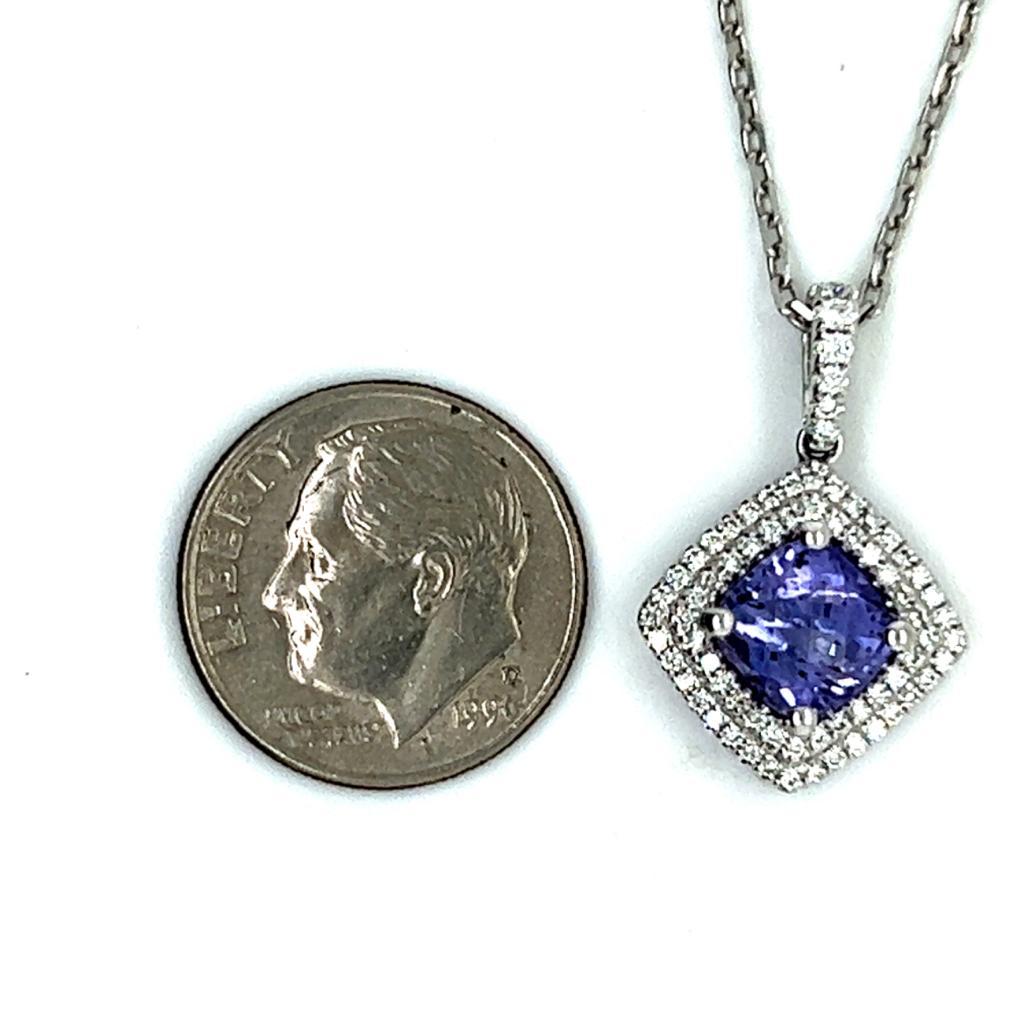 Diamond Sapphire Necklace 2.32 TCW 18k Gold Women Certified For Sale 1