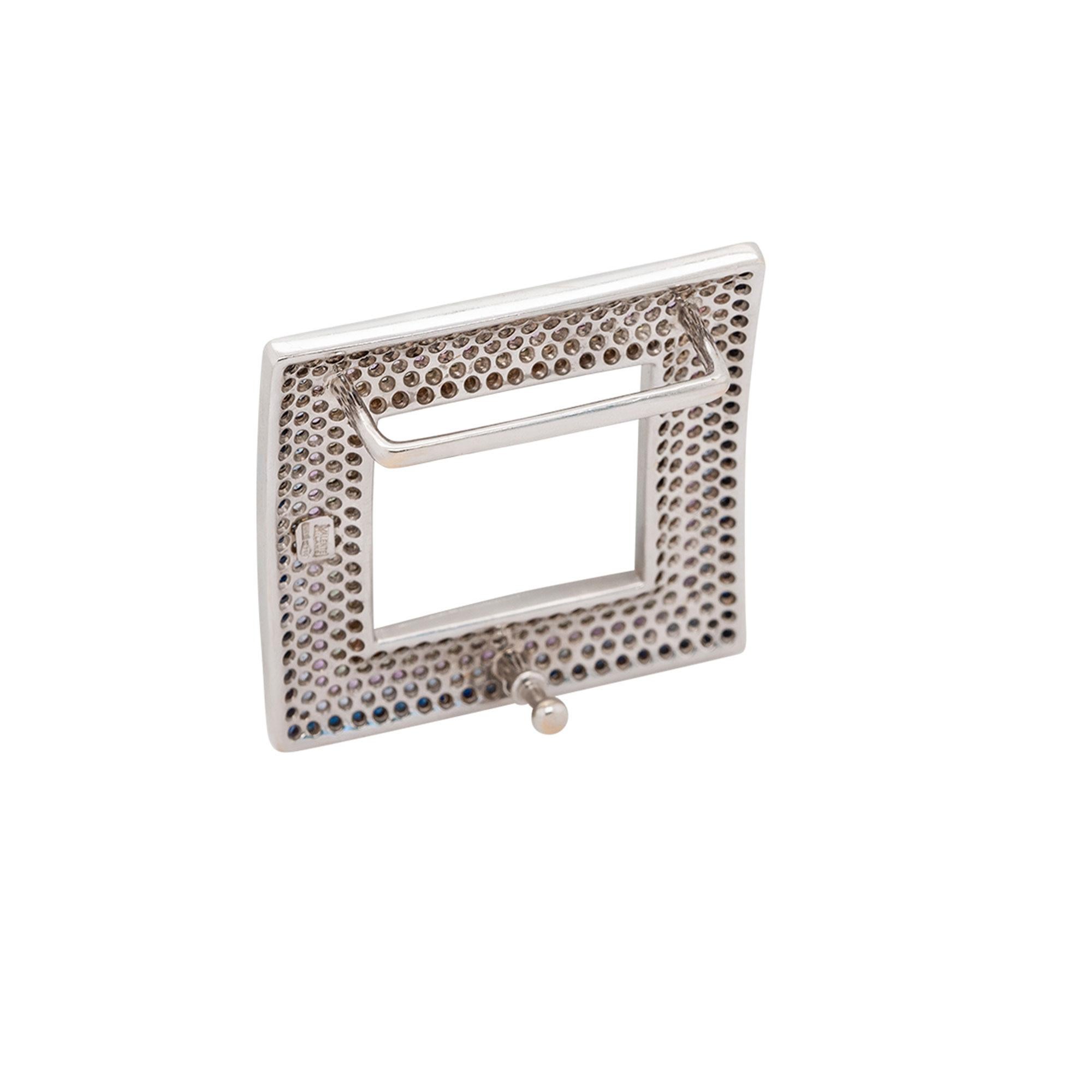 Diamond & Sapphire Pave Belt Buckle 18 Karat in Stock In Excellent Condition For Sale In Boca Raton, FL